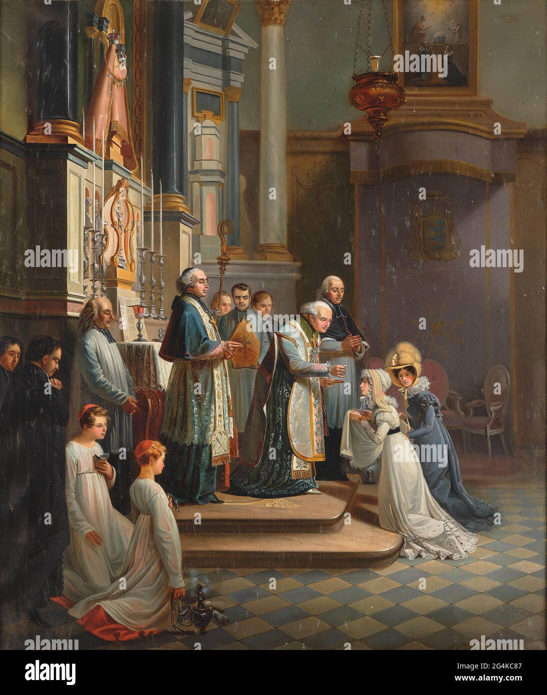 Besuch der Herzogin von Berry in der Kirche Notre Dame de Liesse im April 1819. Private Sammlung. Stockfoto