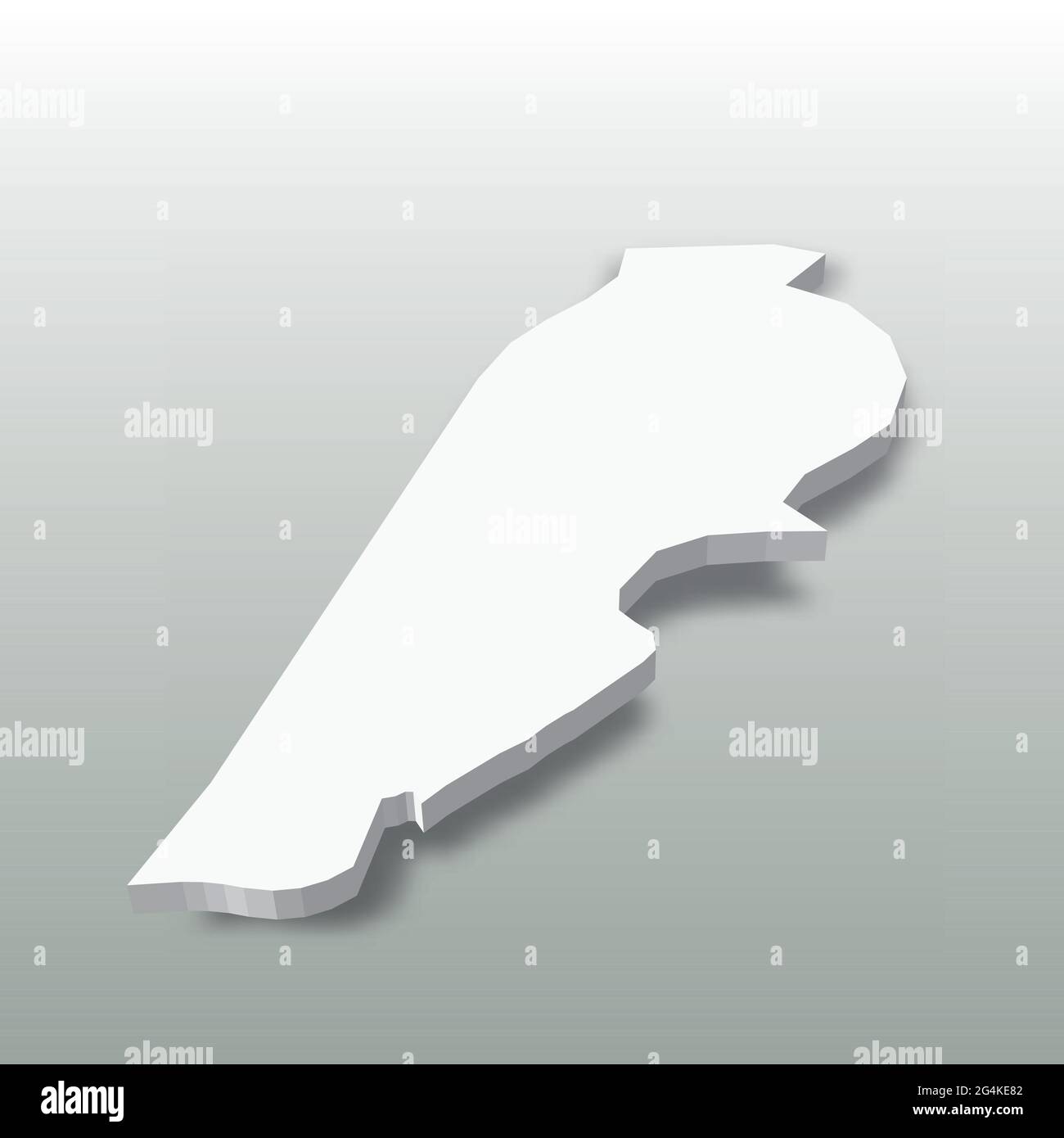 Libanon - weiße 3D-Silhouettenkarte des Landgebiets mit fallengelassenen Schatten auf grauem Hintergrund. Einfache flache Vektordarstellung Stock Vektor