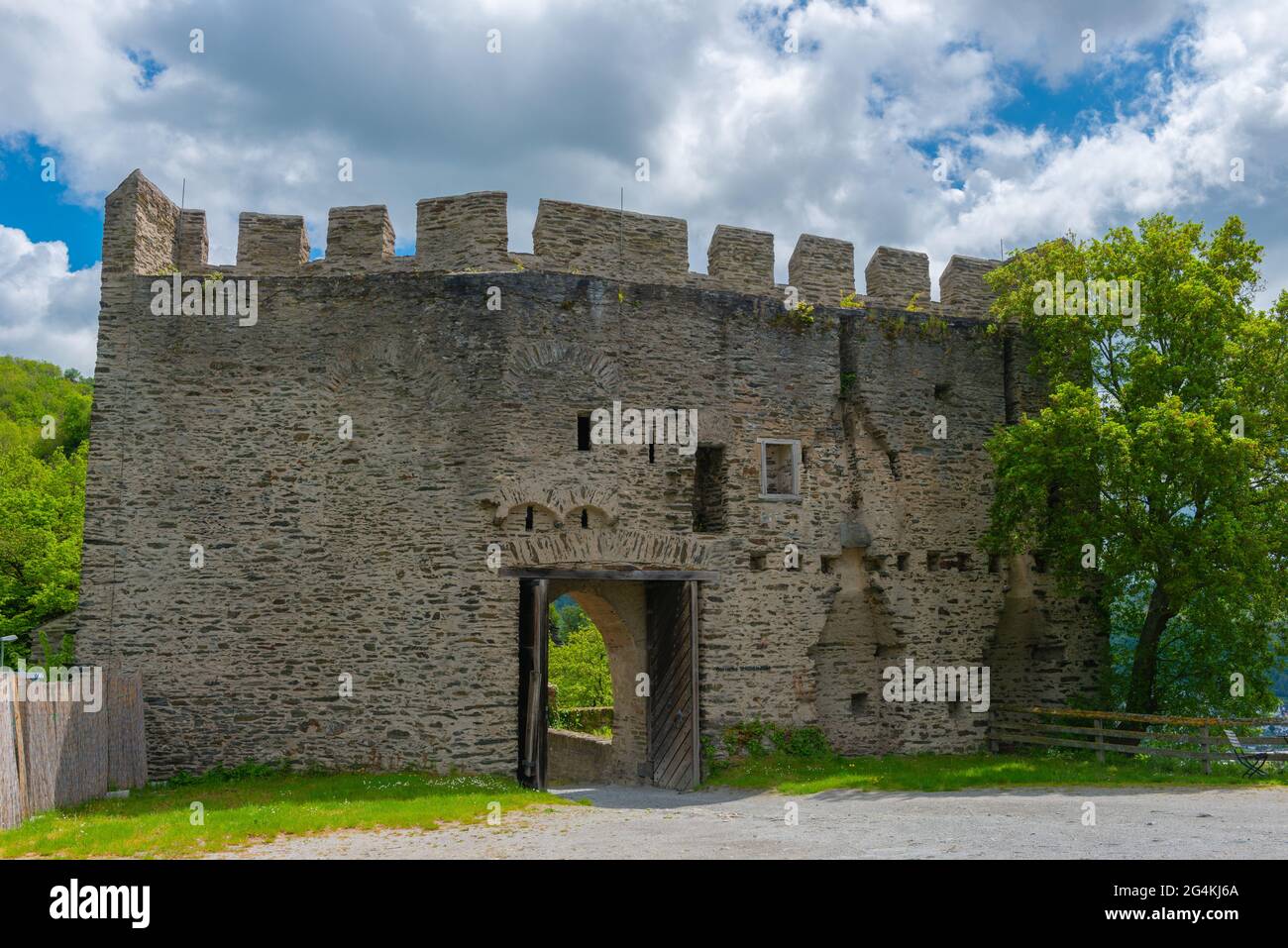 Schloss Sterrenberg in Kamp-Bornhofen, UpperMittelrheintal, UNESCO-Weltkulturerbe, Rheinland-Pfalz, Deutschland Stockfoto