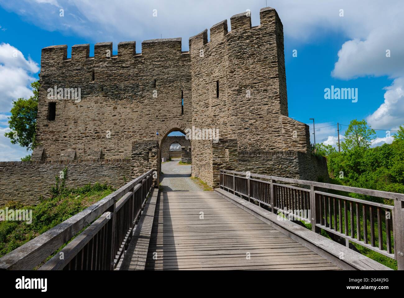 Schloss Sterrenberg in Kamp-Bornhofen, UpperMittelrheintal, UNESCO-Weltkulturerbe, Rheinland-Pfalz, Deutschland Stockfoto