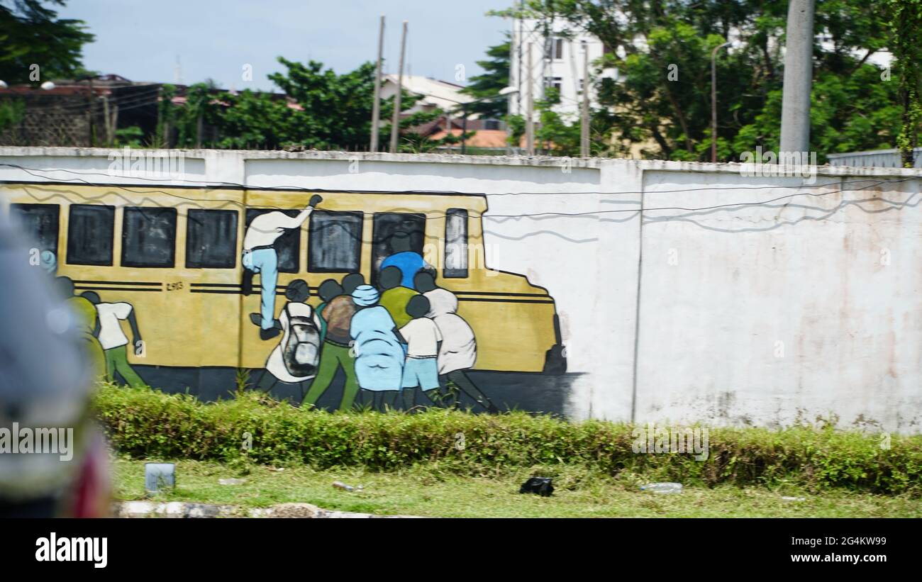 Street Art, Malerei und Graffiti in Lagos Island, Nigeria Stockfoto