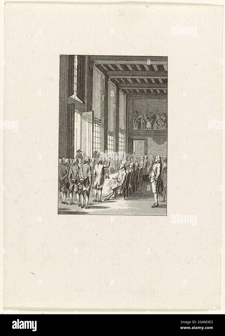 . Innenansicht der alten Ziele in Haarlem mit der Vereidigung der Pro Aris et Focis Gesellschaft als eines der drei Bataillone der Haarlem Schutterij, 5. April 1787. Stockfoto