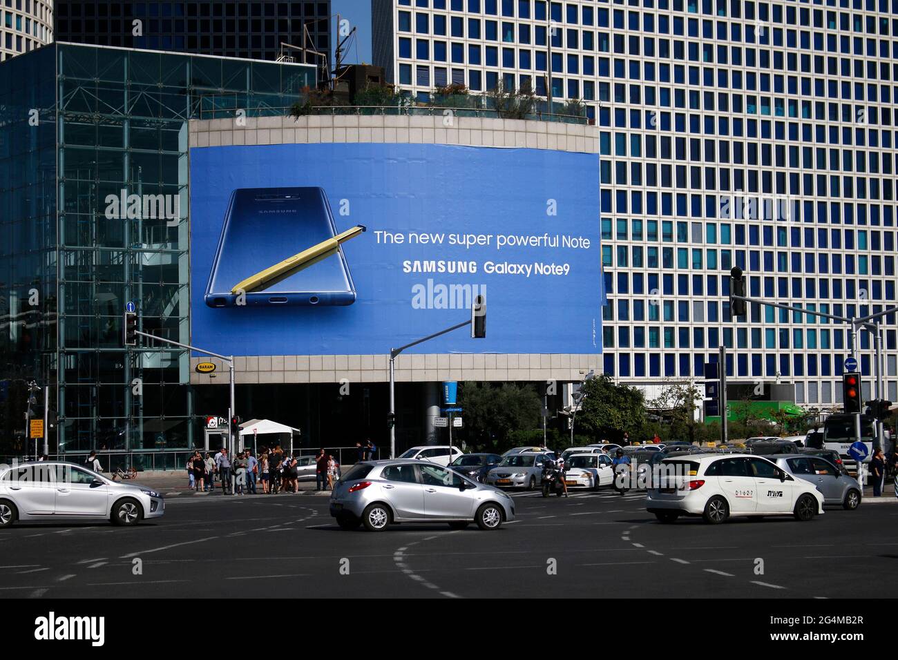 Werbung für das 'Samsung Galaxy Note 9', Tel Aviv, Israel (nur für redaktionelle Verwendung. Keine Werbung. Referenzdatenbank: http://www.360-berlin Stockfoto