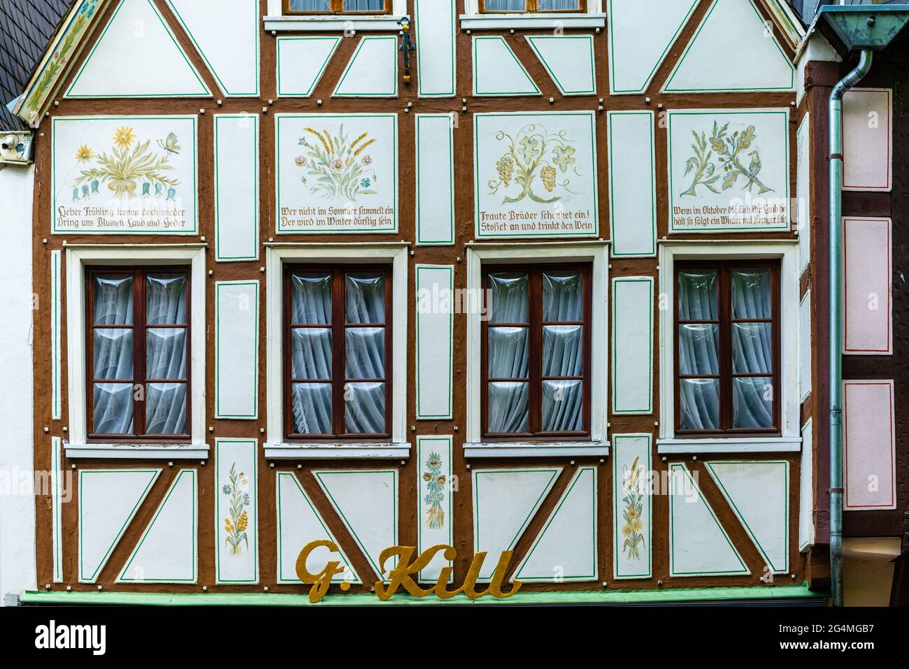 Historisches Linz an der Rine mit bunten Fachwerkhäusern, Rheinland-Pfalz, Gemrany Stockfoto