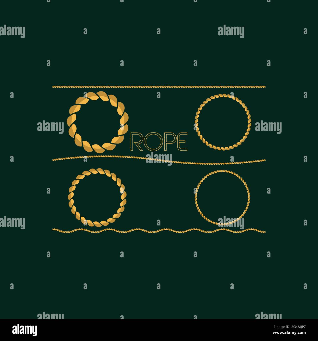 Vector Set aus runden gelben Seilrahmen Stock Vektor