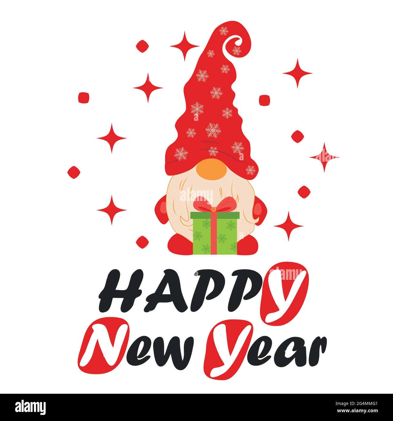 Weihnachtskarte mit Zwergen. Karte für Winterferien. Weihnachten und ein glückliches neues Jahr Illustration. Trendige Designvorlage. Stock Vektor