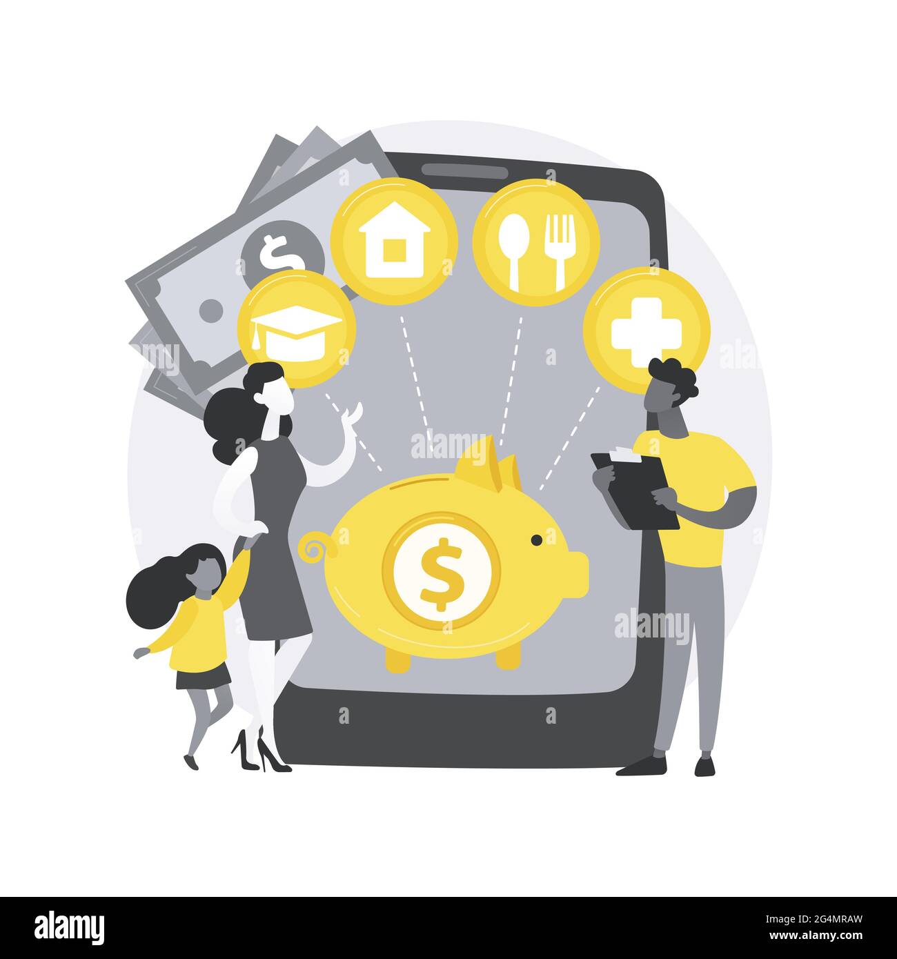 Familienbudget Planung abstraktes Konzept Vektor Illustration. Stock Vektor