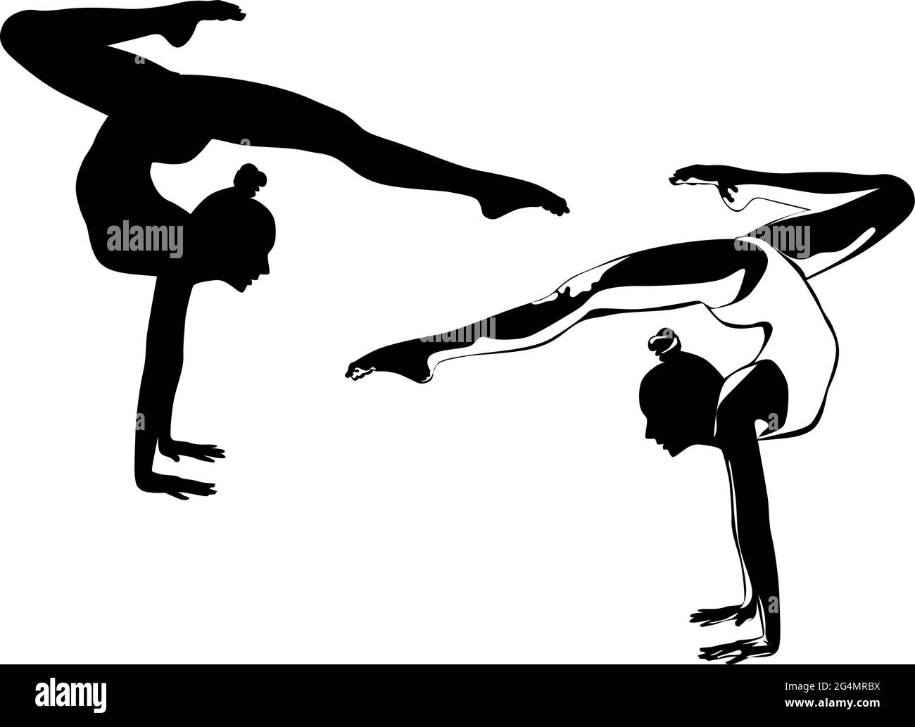 Female Gymnast Performing Rhythmic Gymnastics Stock Vektorgrafiken female-gymnast-performing-rhythmic-gymnastics-stock-vektorgrafiken