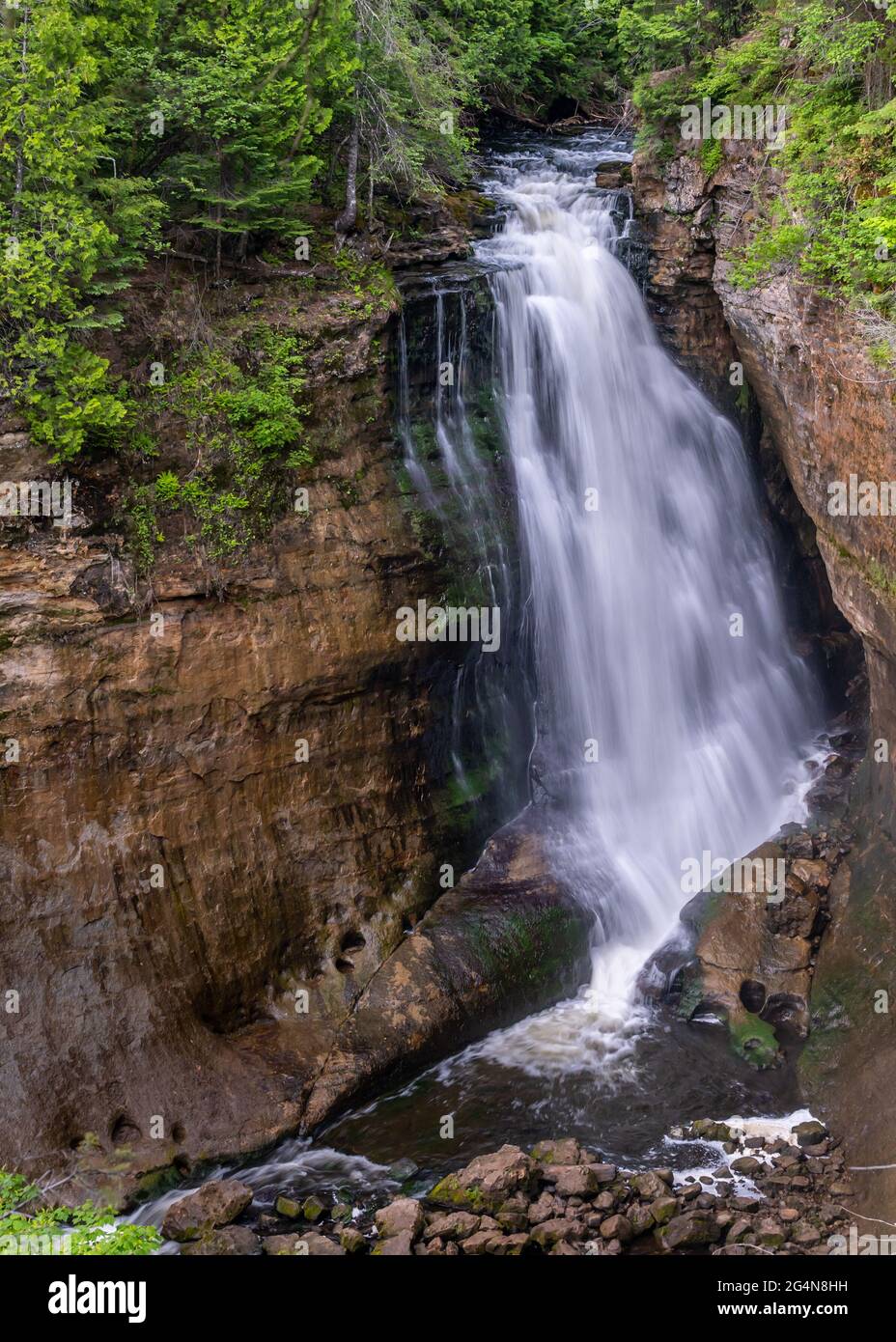 Miners River & Falls, Pictured Rocks National Lakeshore, Michigan Stockfoto