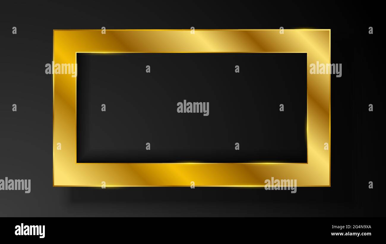 EPS10 Abstrakter Hintergrund. Realistischer Bilderrahmen. Abstrakter dunkler Hintergrund mit goldenem Rahmen. Perfekt für jeden Einsatz. Stock Vektor