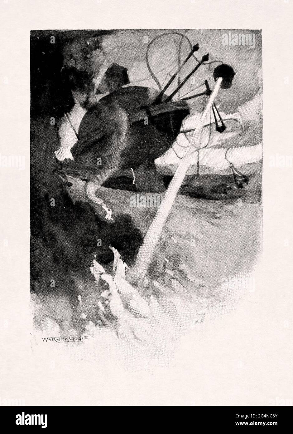 Zeichnung der Stative, die 1888 von Warwick Goble angefertigt wurden, um den Krieg der Welten von H.G. zu illustrieren Wells. Stockfoto