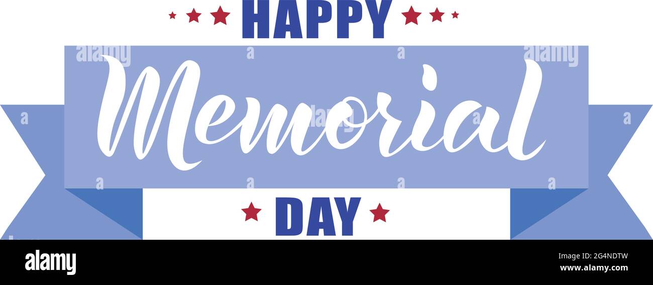 Von Hand skizzierter Text zum Happy Memorial Day. Banner, Karte, Einladung, Postkarte Vorlage National American Holiday. Stock Vektor