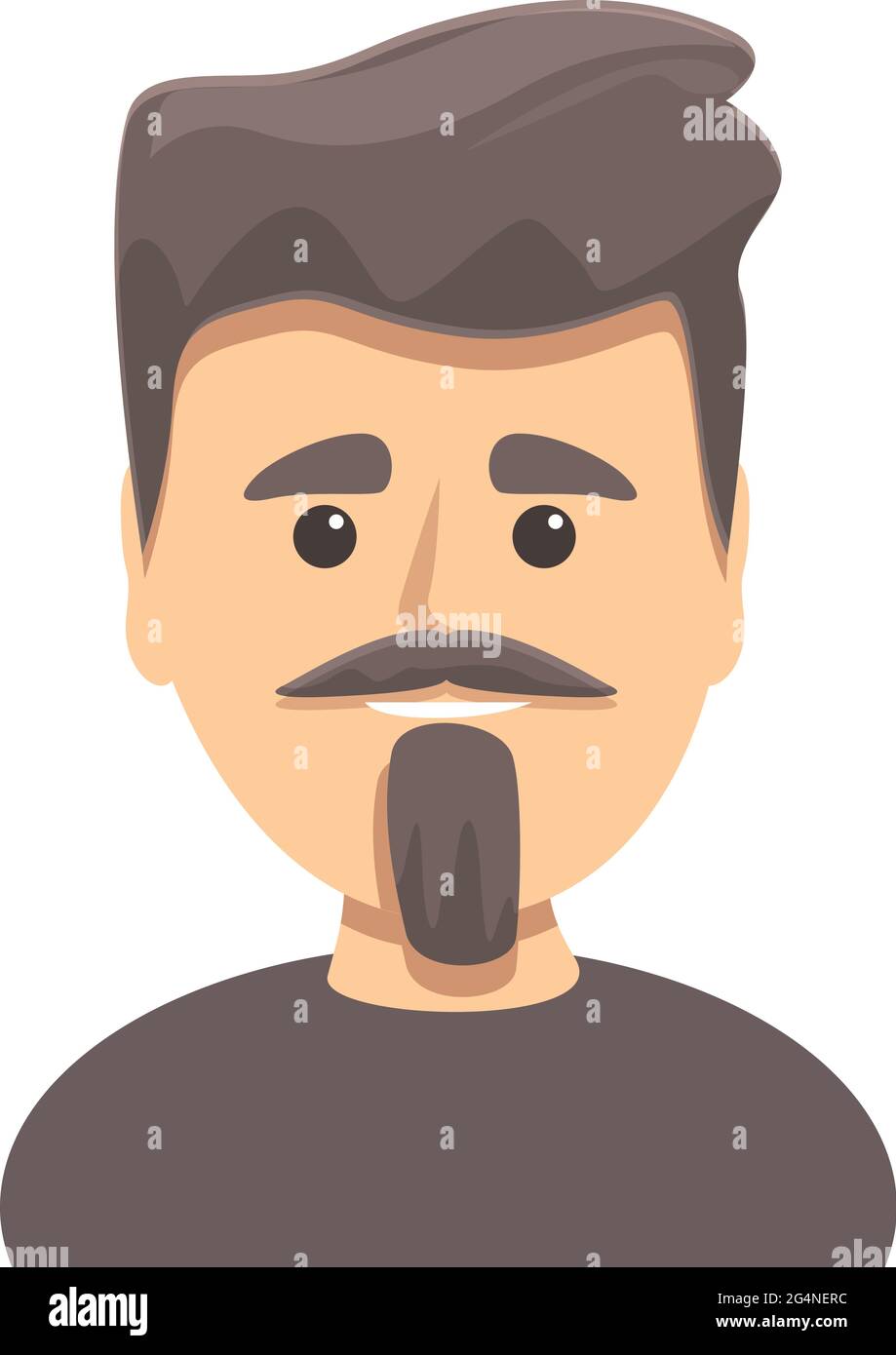 Dunkelhaariger Mann mit Bartsymbol. Cartoon von dunkelhaarigen Mann mit Bart Vektor-Symbol für Web-Design isoliert auf weißem Hintergrund Stock Vektor