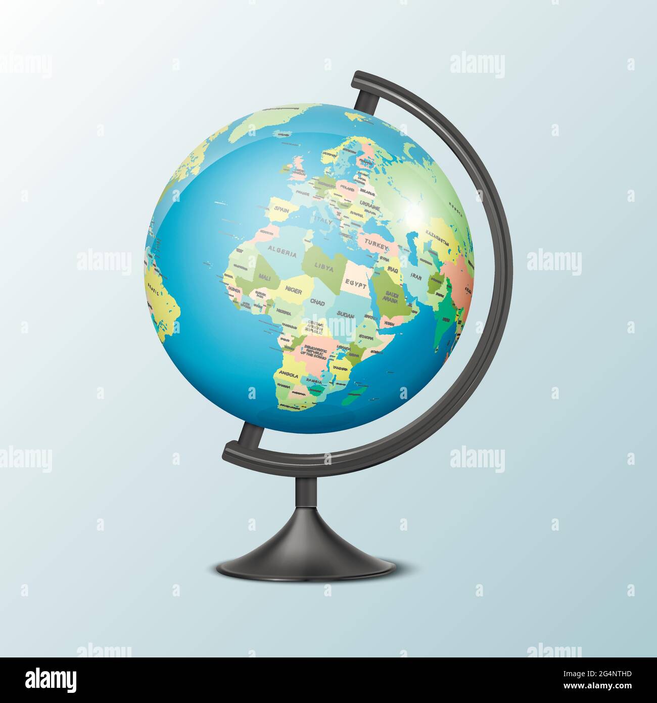 Vektor realistische 3d Globus des Planeten Erde mit politischen