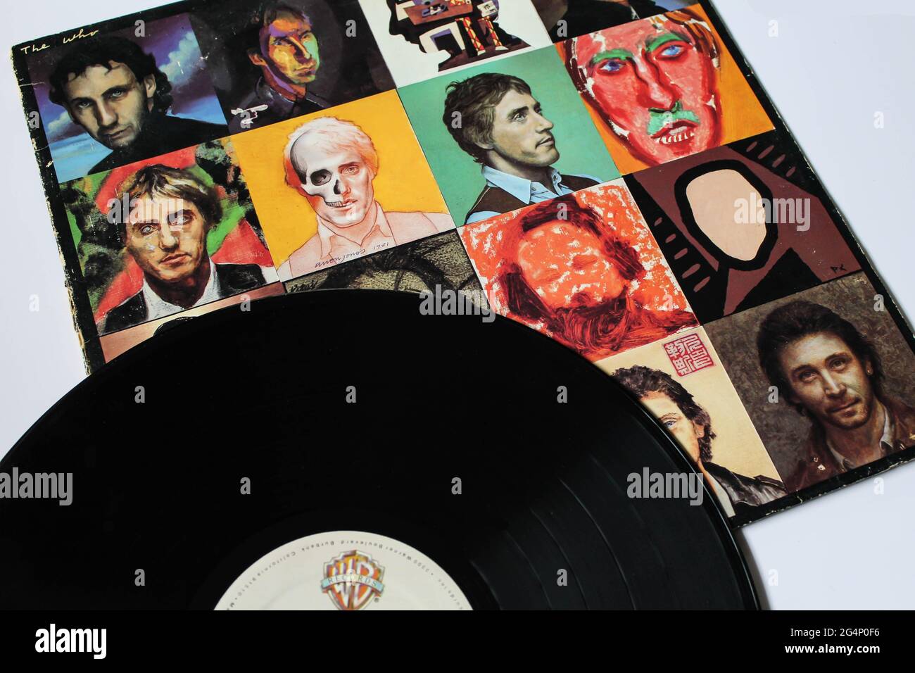 Englische Rock- und Hard Rock-Band, das Who-Musikalbum auf Vinyl-Schallplatte. Titel: Face Dances Albumcover Stockfoto