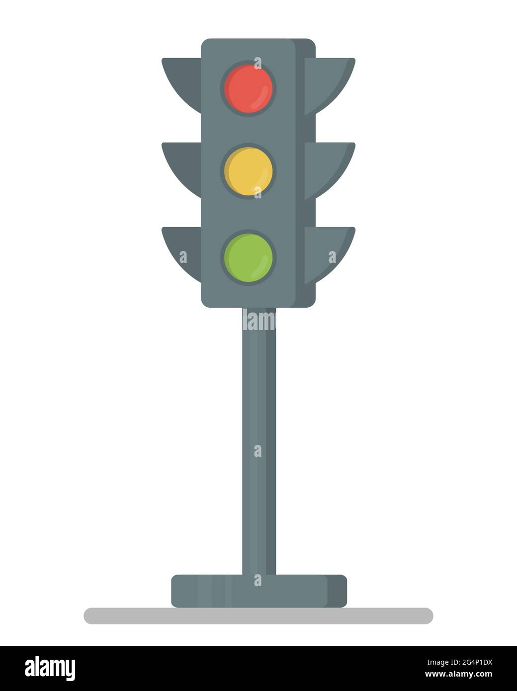 Ampel mit allen drei Farben an. Vektor-Grafik mit flachem Design. Stock Vektor