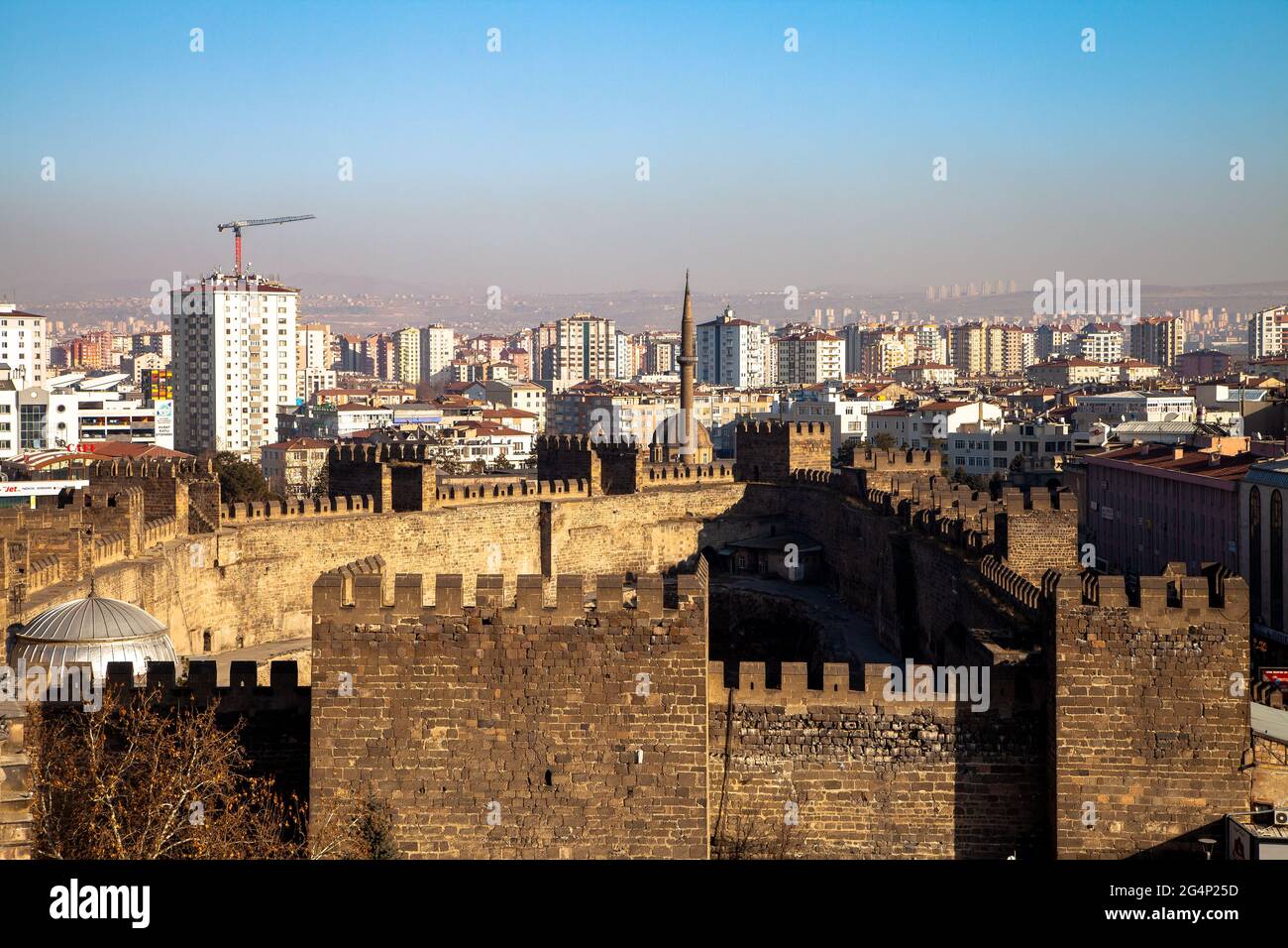 Kayseri, Türkei - 01-21-2014:Kayseri Schloss und Blick auf das Stadtzentrum. Stockfoto