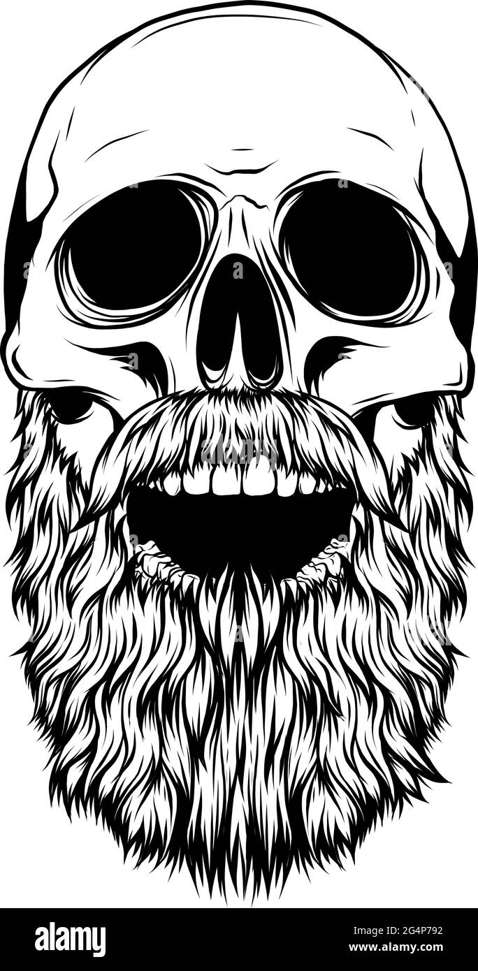Silhouette menschlichen Schädel mit Bart Vektor Illustration Design Stock Vektor