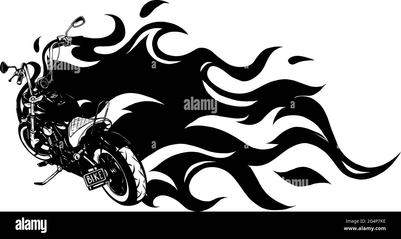 Custom Motorrad mit Flammen Vektor Illustration Design Stock Vektor