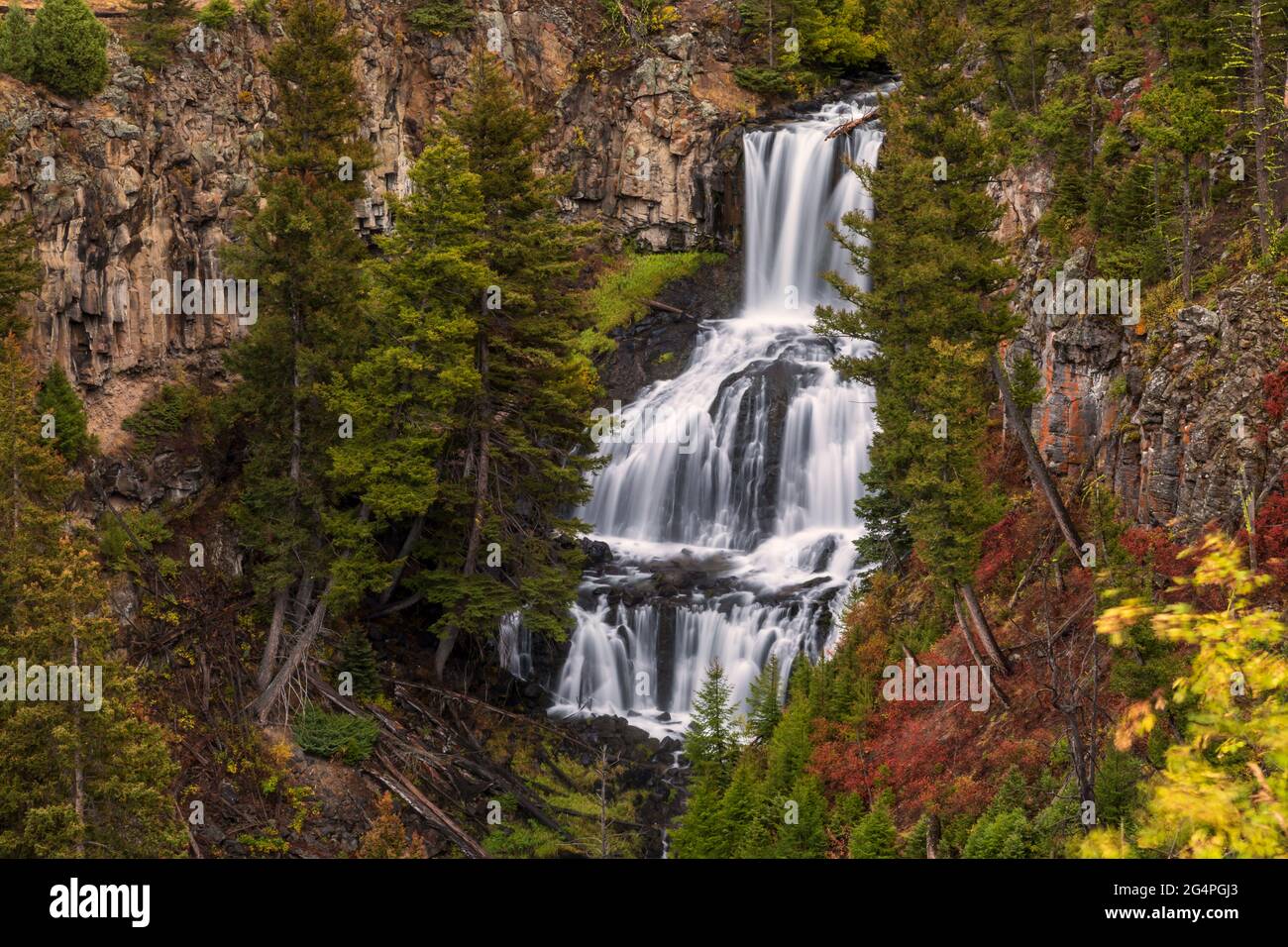 Undine Falls im Yellowstone National Park, Wyoming Stockfoto