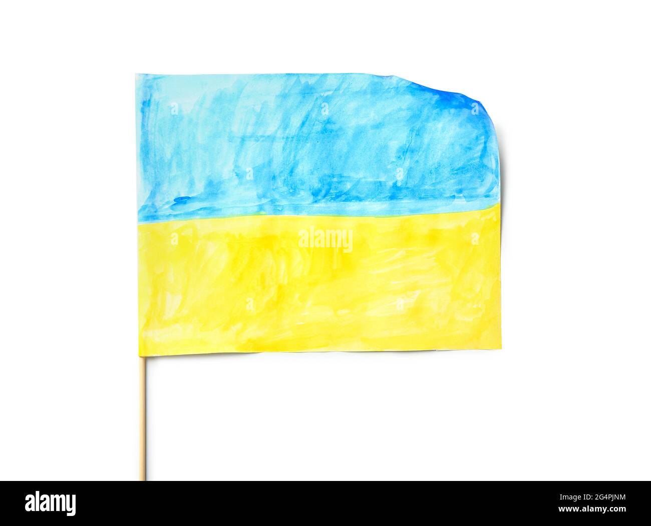 Zeichnung der ukrainischen Flagge auf weißem Hintergrund Stockfoto