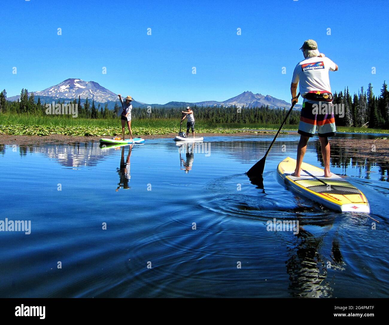 Ein Tag am Hosmer Lake, Oregon Stockfoto