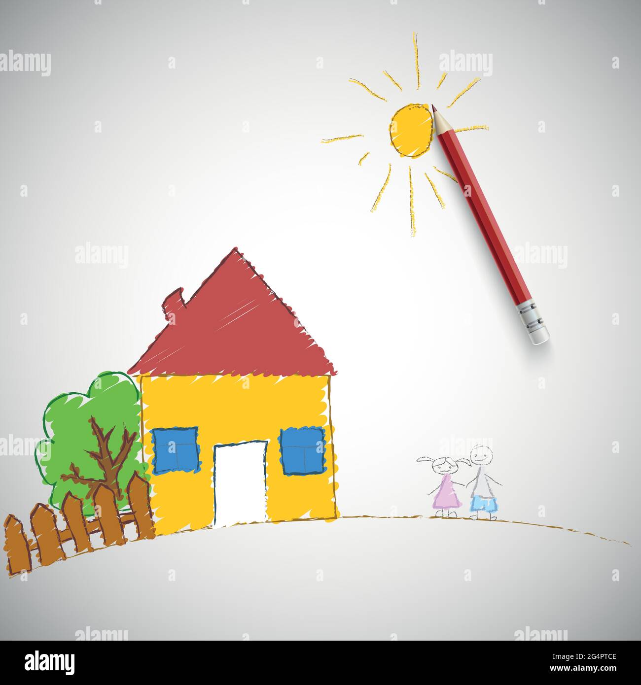 Sun crayon zeichnung Stock-Vektorgrafiken kaufen - Alamy