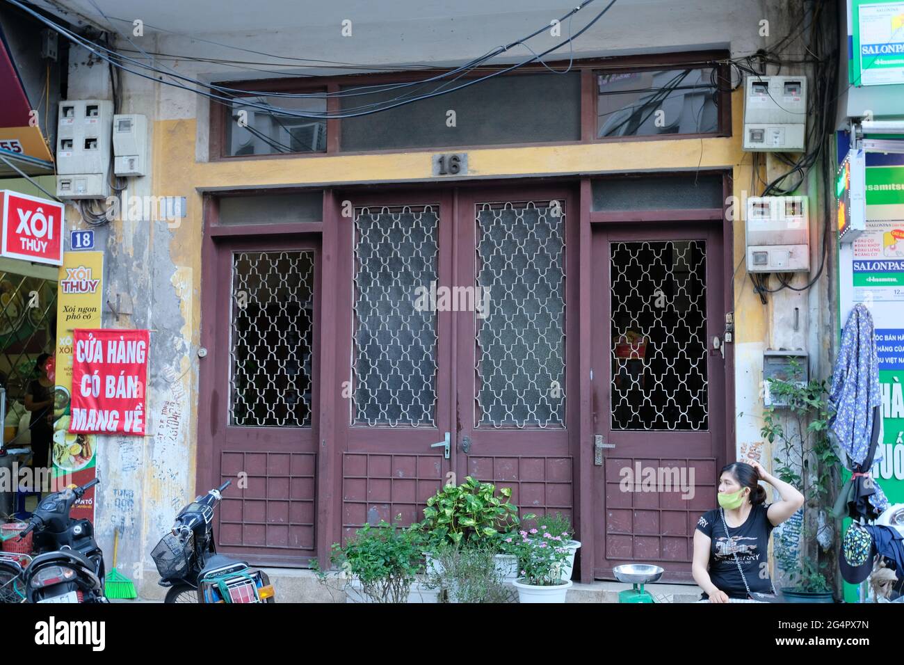 Alte Straße von Hanoi Vietnam Stockfoto