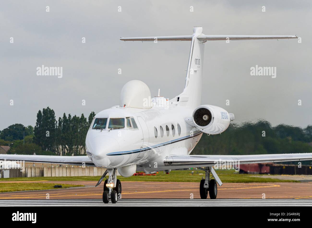 Grumman Gulfstream II G-1159 N510AG von der Orion Air Group unterstützt Northrop Grumman bei der Entwicklung der multifunktionalen taktischen Datenverbindung MR-TCDL Stockfoto