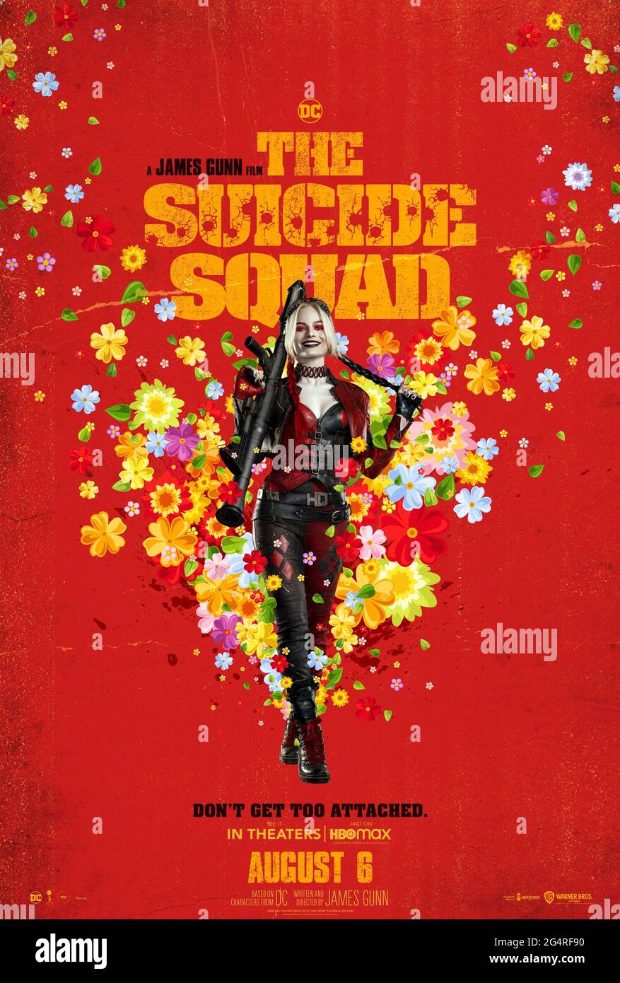 The Suicide Squad (2021) unter der Regie von James Gunn und mit Margot Robbie als Harley Quinn in Jamie Gunns Kampf gegen eine Gruppe von Strafgefangenen mit Spezialkräften, die geschickt wurden, um einen telepathischen Seestern namens Starro zu übernehmen. Stockfoto