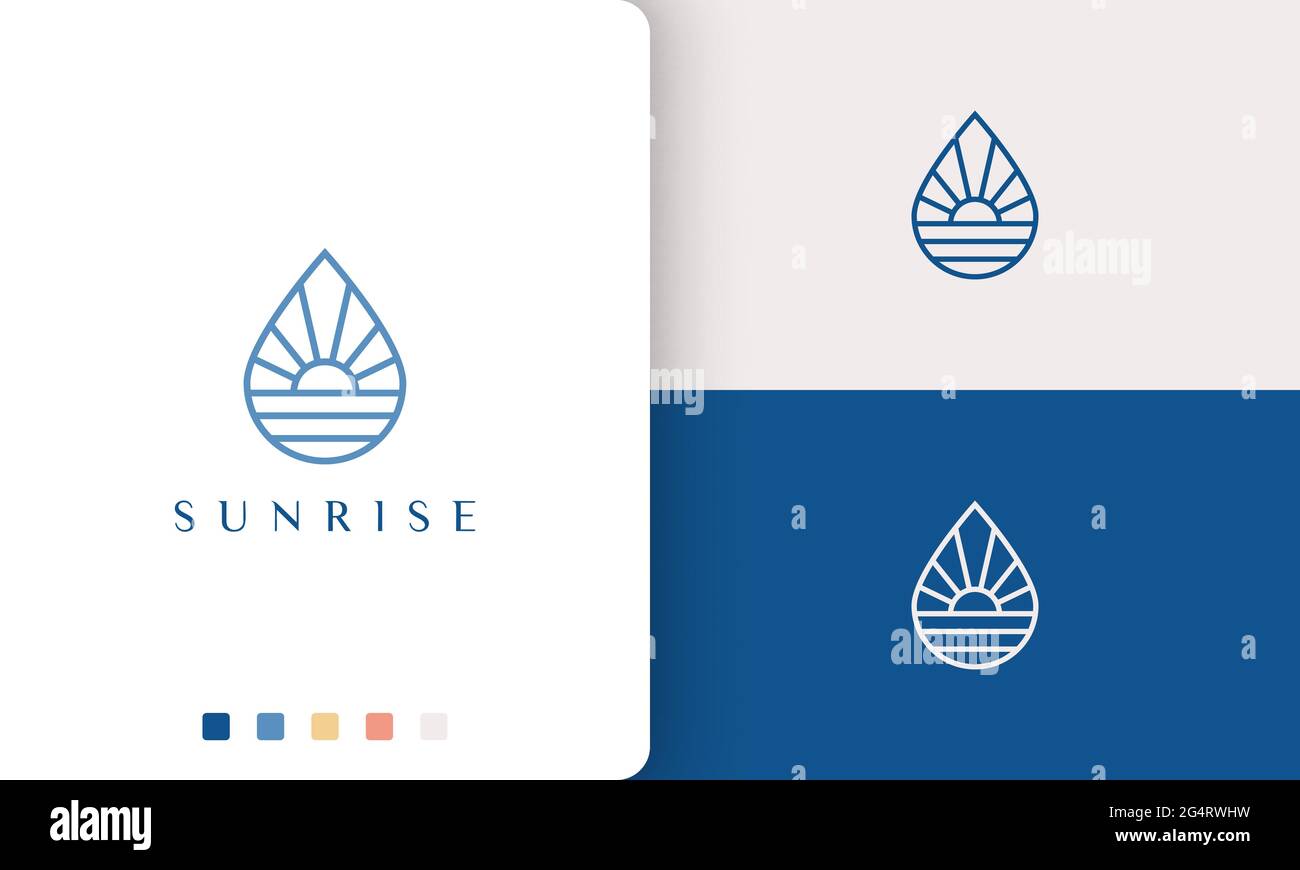 Wasser- oder Poollogo in Mono-Linie und modernem Stil Stock Vektor