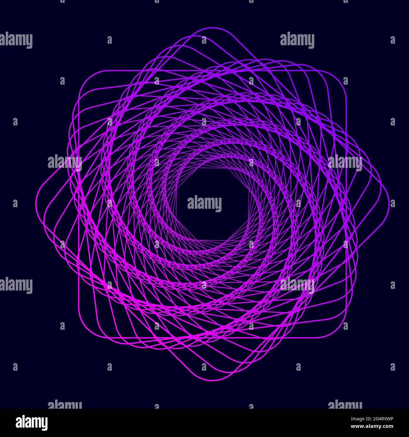 Verdrehte farbige Spirale. Quadratische Drahtmodell-Form. Vector-Technologie-Tunnel. Stock Vektor