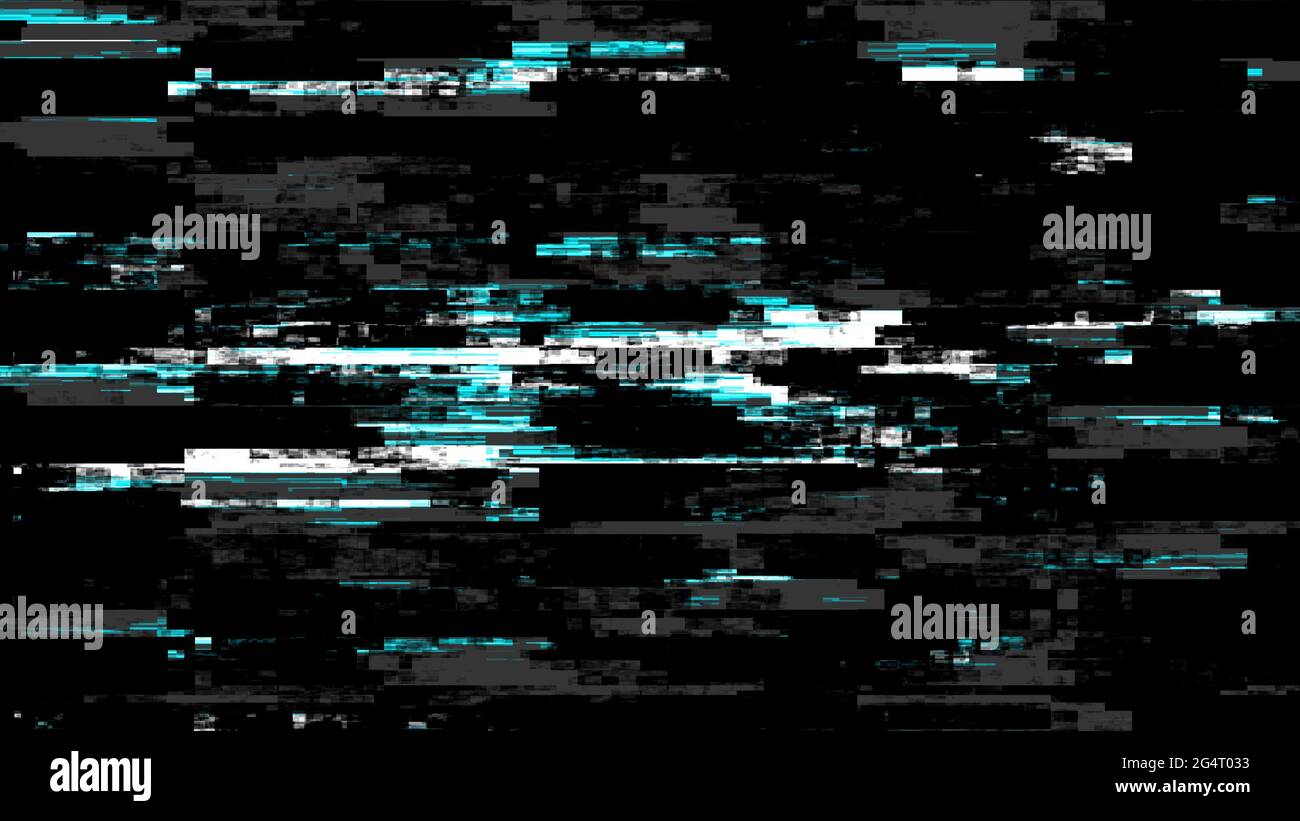 Digitaler Fehler im Hintergrund. Abstrakter Rauscheffekt. Computerbildfehler. Technisches Problem. Computervirus. Kein Fernsehsignal. 3D-Rendering. Stockfoto