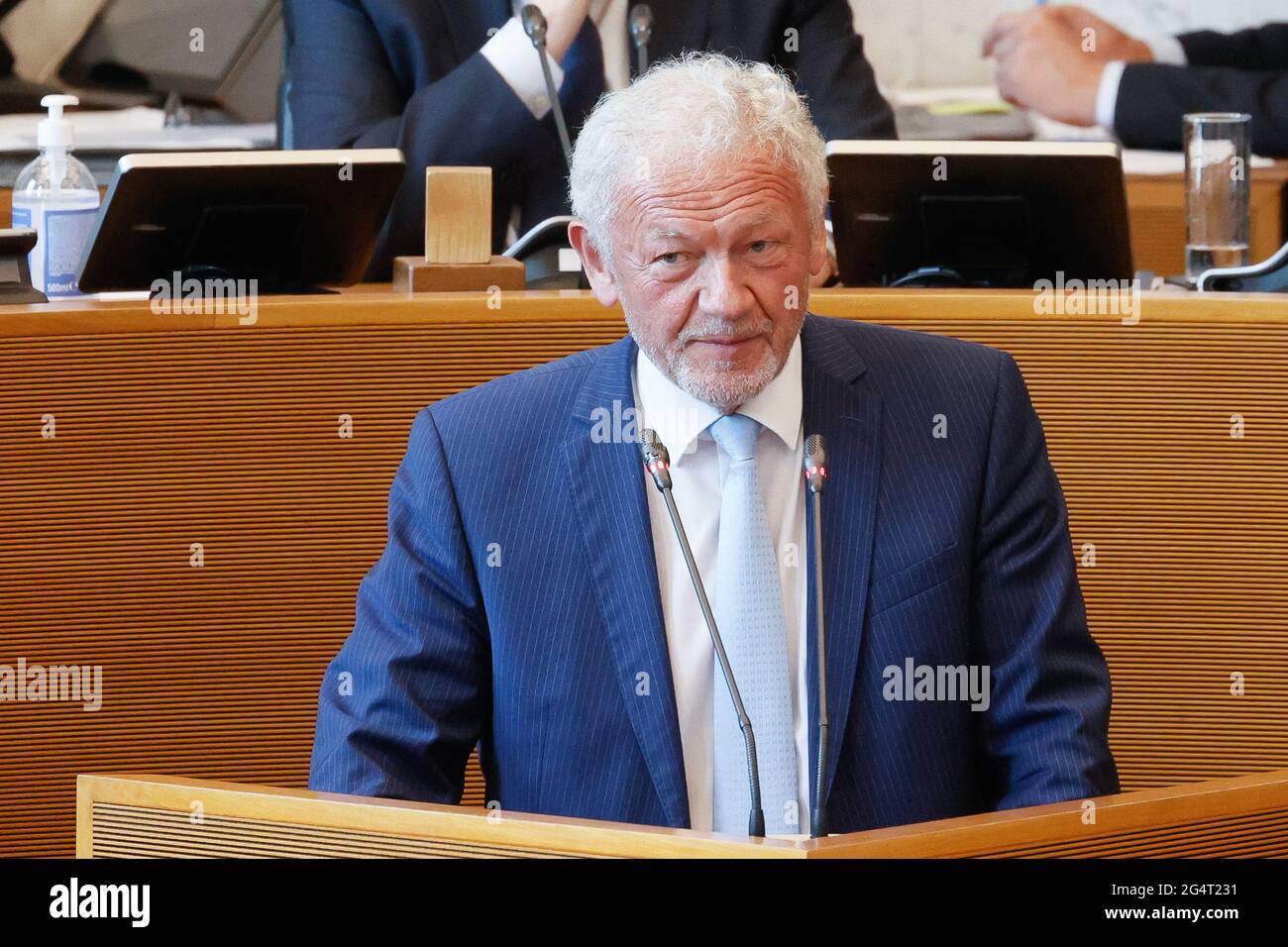 Mr's Francois Bellot, abgebildet während einer Plenarsitzung des wallonischen Parlaments in Namur, Mittwoch, 23. Juni 2021. BELGA FOTO BRUNO FAHY Stockfoto