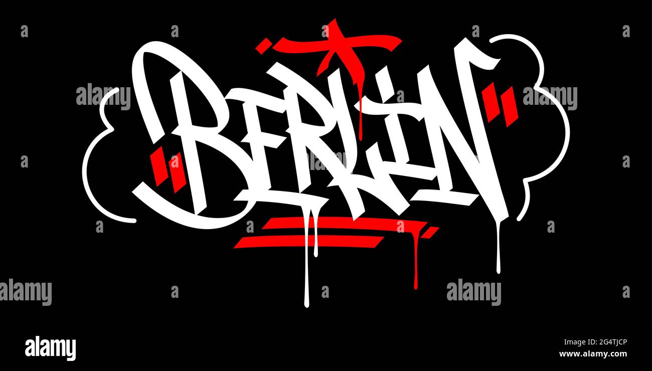 Berlin Abstract Hip Hop Urban Hand Written Graffiti Style Vektor Illustration Kalligraphie Kunst Stock Vektor