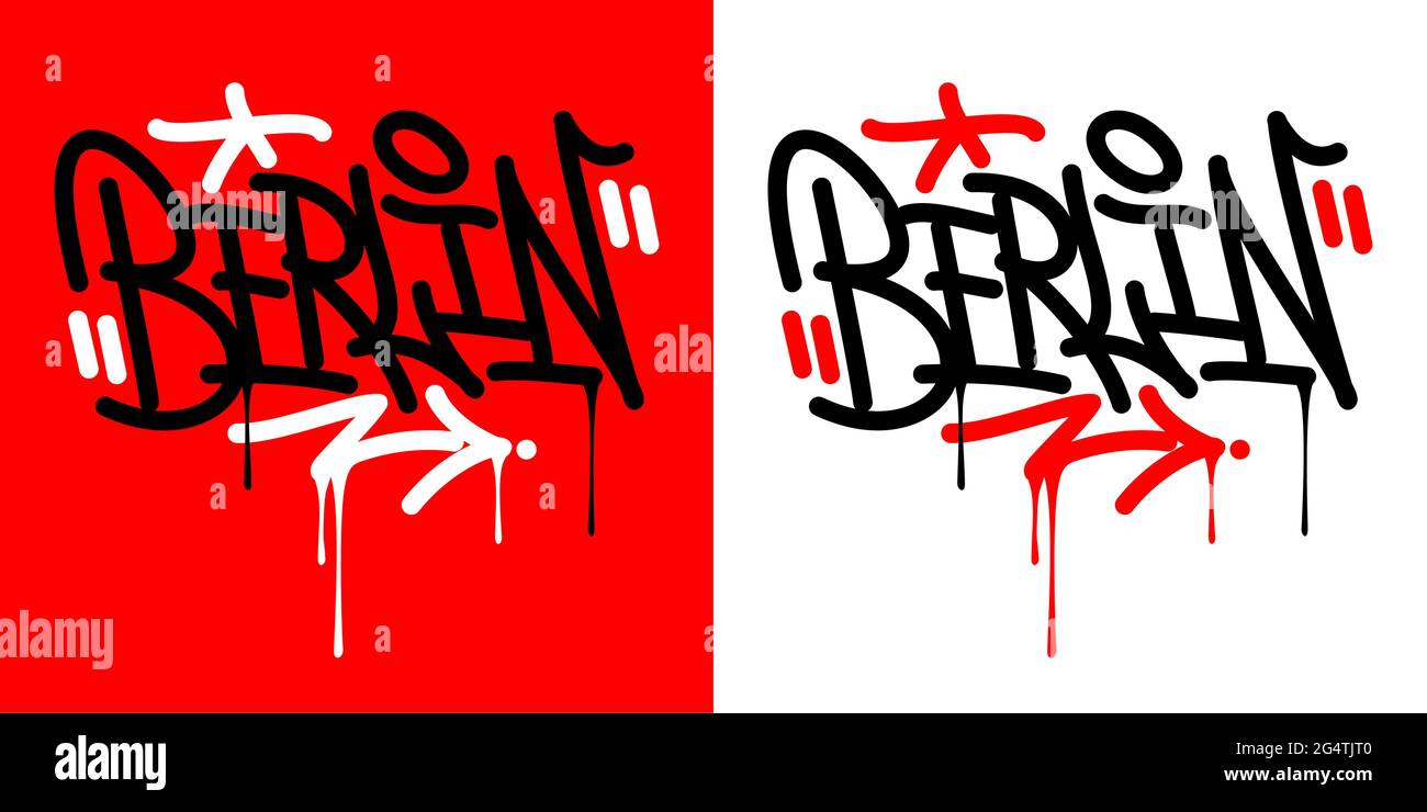 Berlin Abstract Hip Hop Urban Hand Written Graffiti Style Vektor Illustration Kalligraphie Kunst Stock Vektor