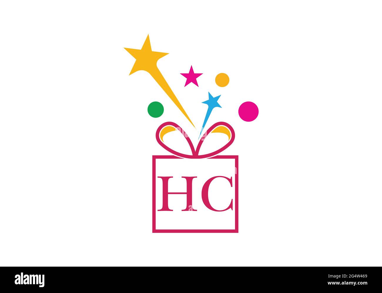 Geschenkbox, Geschenkboutique Buchstaben Alphabet H C Logo Symbol in Gold oder goldene Farbe für Luxus-Markendesign für Unternehmen und Unternehmen Stock Vektor