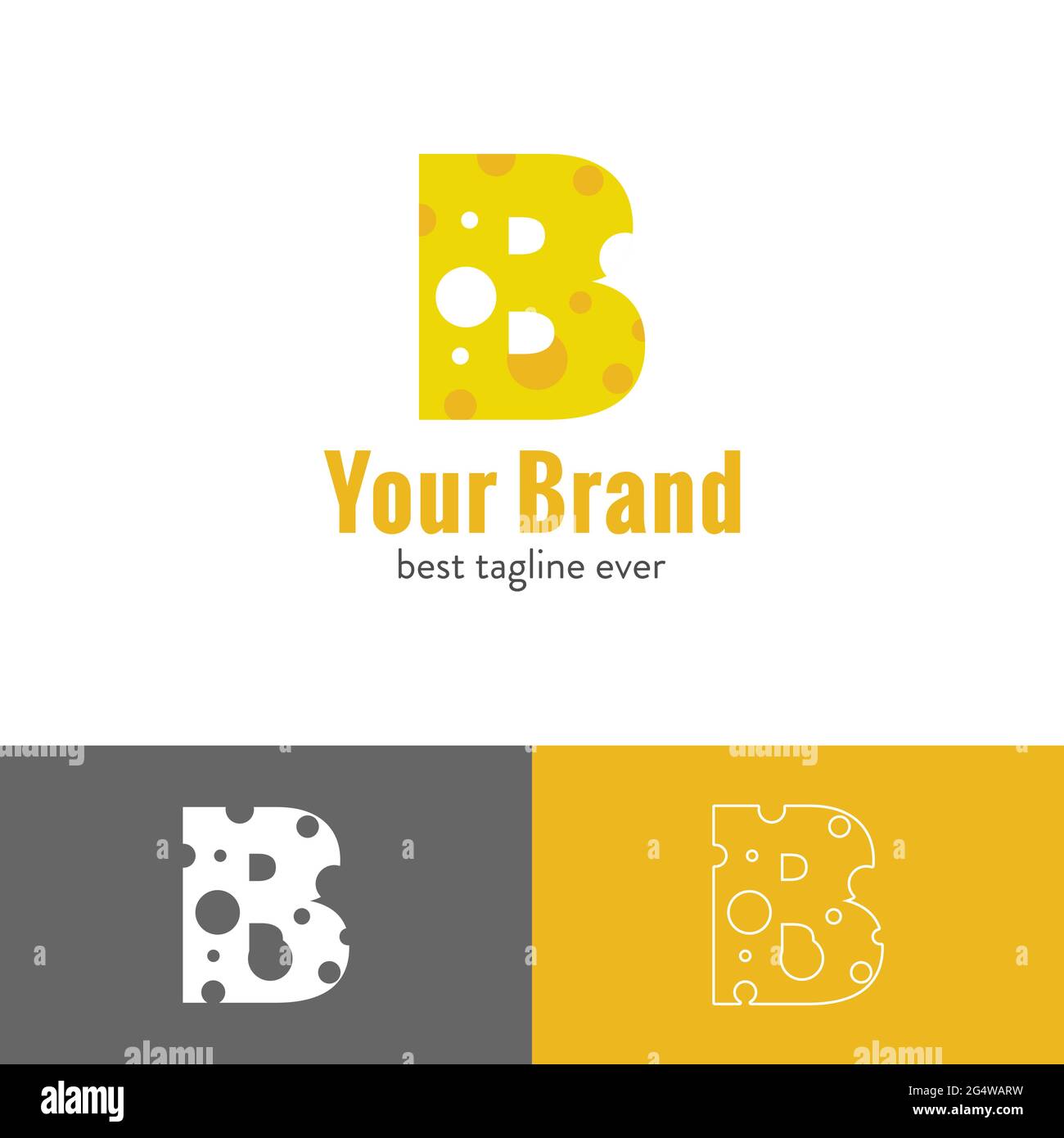 Drei Arten von Käse Buchstaben gemischt mit Anfangsbuchstaben Logo Stock Vektor