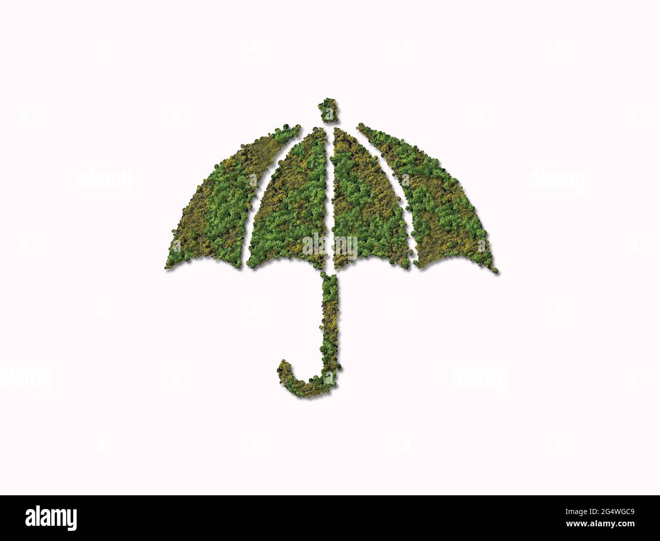 3D Regenschirm Formen grünen Planeten. Konzept der Umwelt, Welttag der Erde. Save Earth, Save Nature, Ocean Day Stockfoto