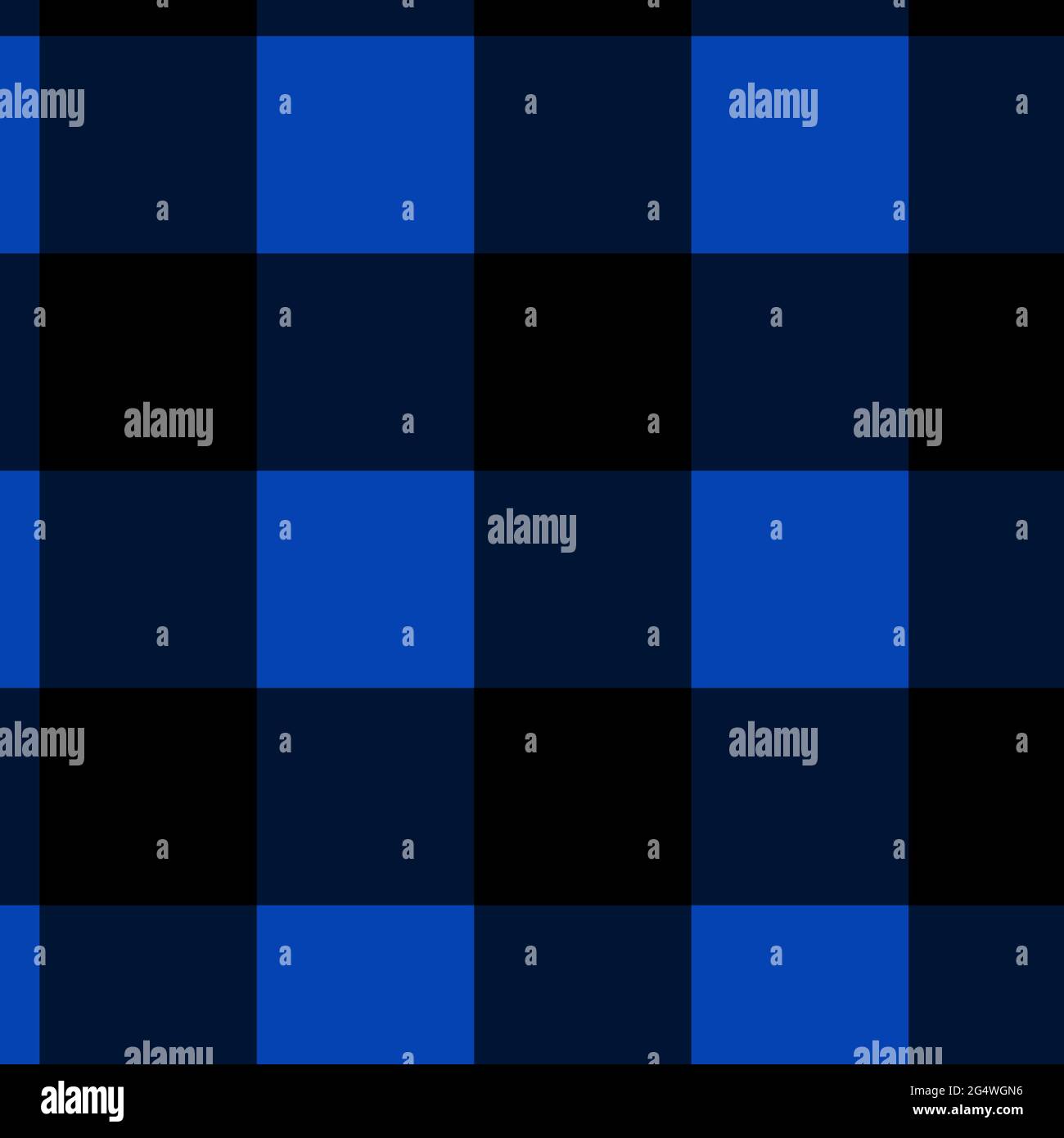 Blaues und schwarzes Büffelkaro-Muster im großflächigen karierten Hintergrund. 12x12 Illustration für Grafikdesign, Seitenelemente, Hintergründe. Stockfoto
