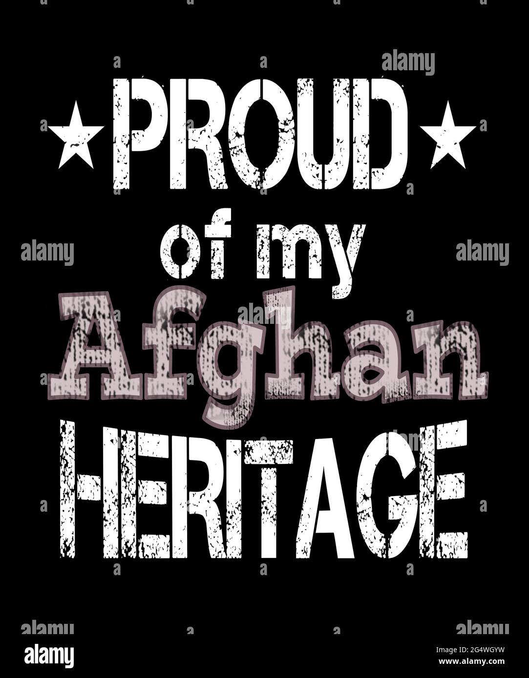 Stolz auf mein afghanisches Erbe in einer grunge grafischen Illustration für Menschen, die Wurzeln oder Kultur Afghanistans haben. Stockfoto