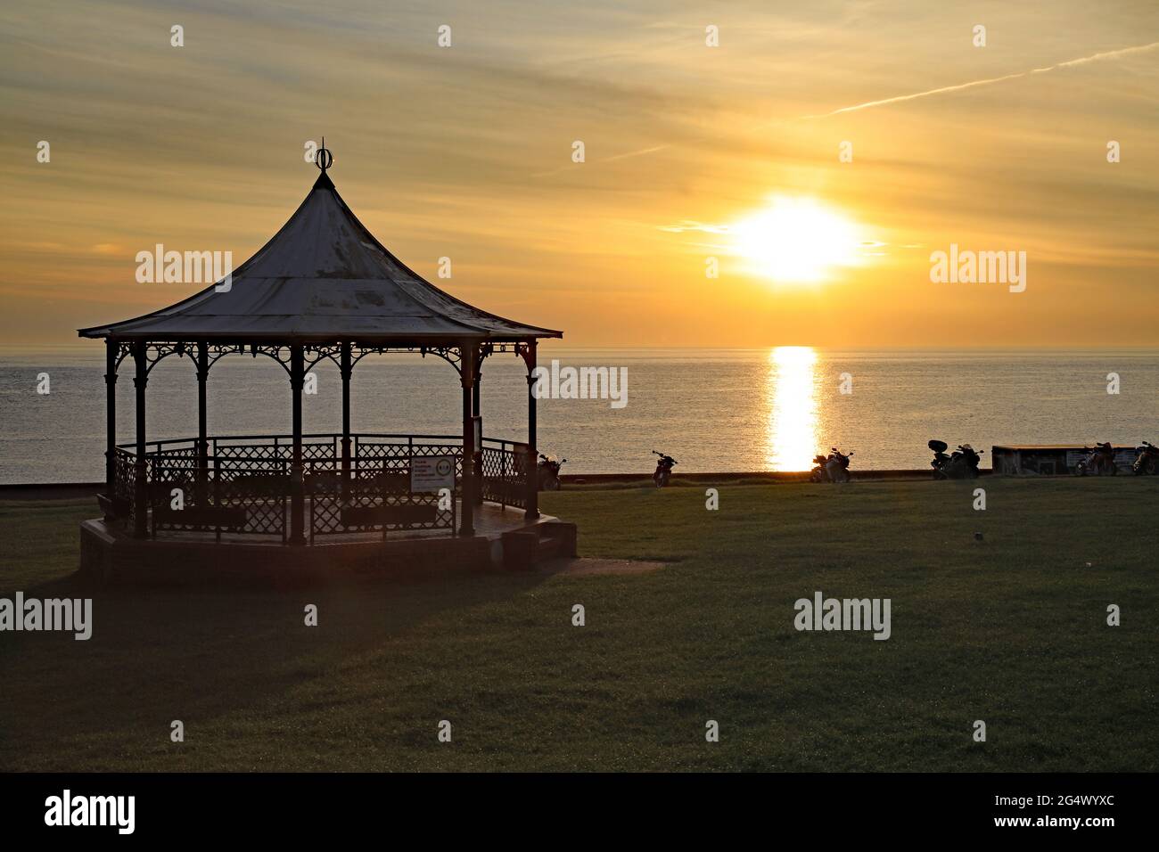 Hunstanton Band Stand, Norfolk Bei Sonnenuntergang Stockfoto