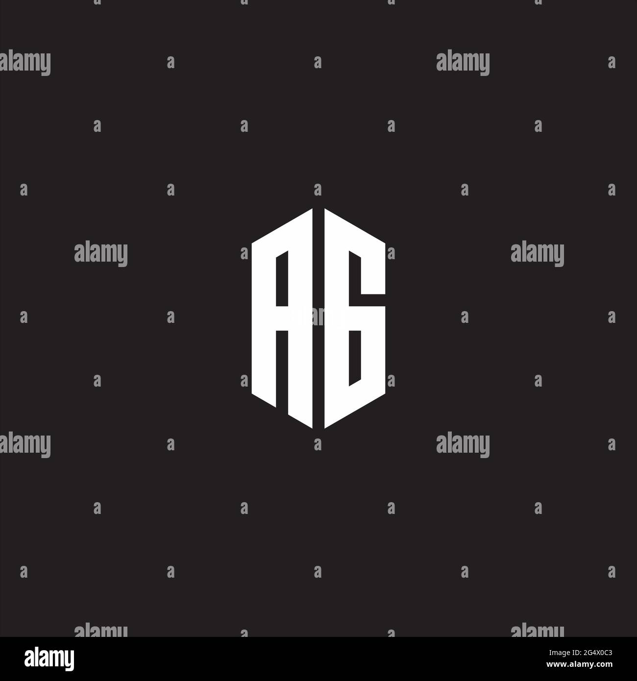 AG Logo-Monogramm mit sechseckiger Designvorlage auf schwarzem Hintergrund isoliert Stock Vektor