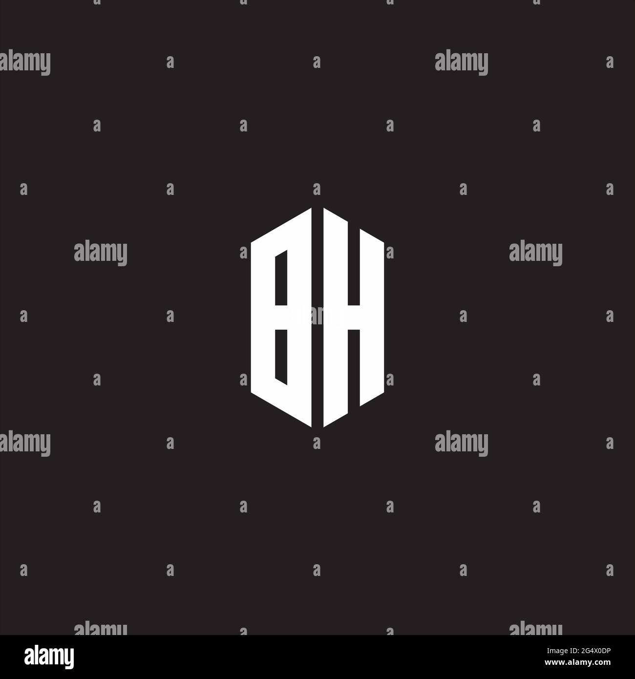 BH Logo-Monogramm mit sechseckigen Stil Design-Vorlage auf schwarzem Hintergrund isoliert Stock Vektor