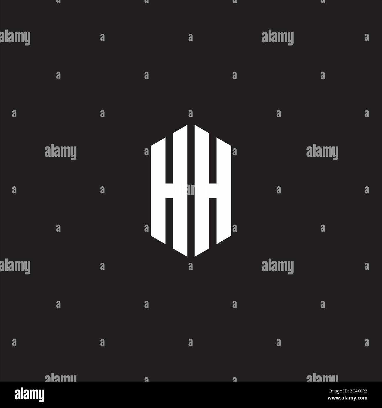 HH Logo-Monogramm mit sechseckiger Designvorlage auf schwarzem Hintergrund isoliert Stock Vektor
