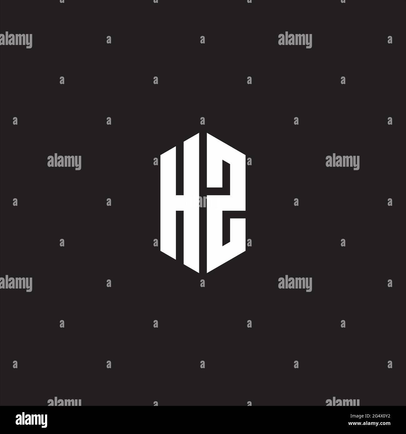 HZ Logo-Monogramm mit sechseckiger Designvorlage isoliert auf schwarzem Hintergrund Stock Vektor