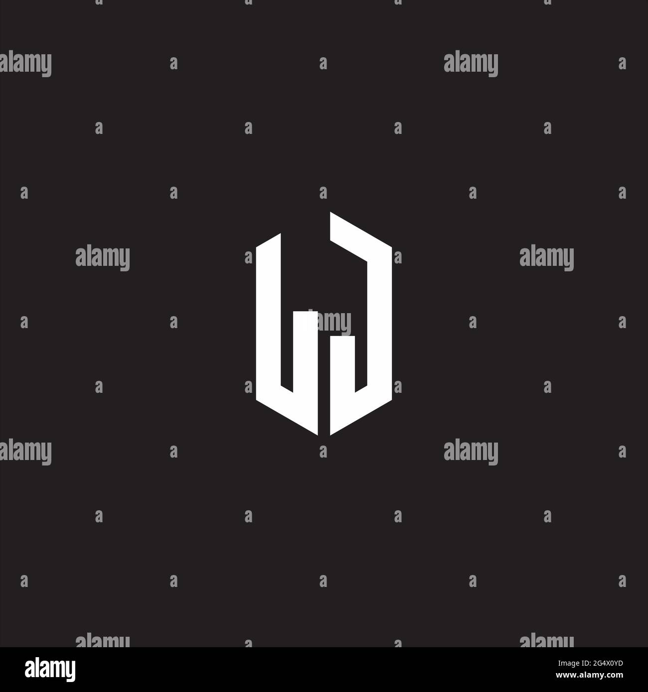 LJ Logo-Monogramm mit sechseckiger Designvorlage auf schwarzem Hintergrund isoliert Stock Vektor