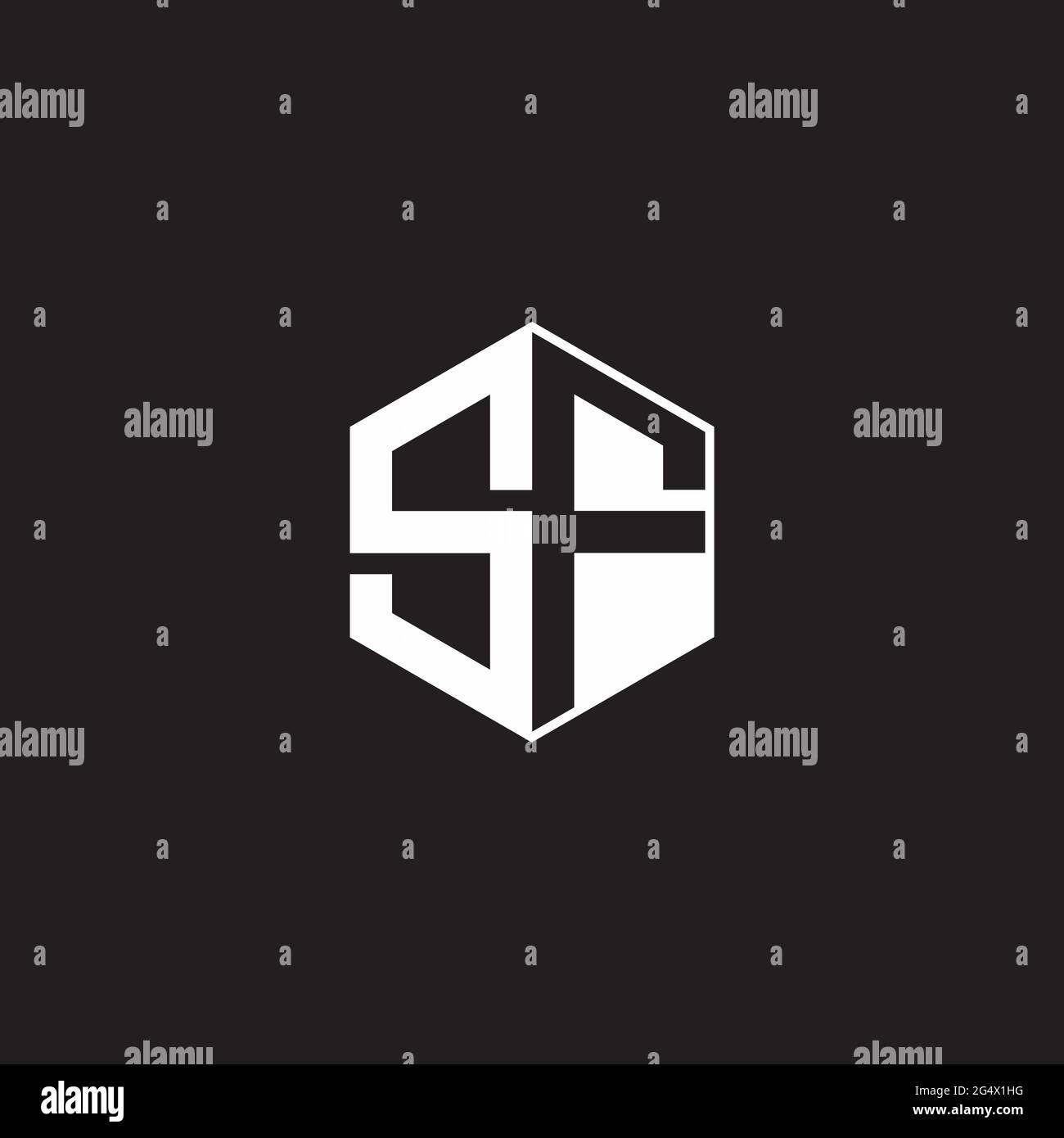 SF S F FS Logo-Monogramm-Sechseck mit schwarzem Hintergrund und negativem Leerzeichen Stock Vektor