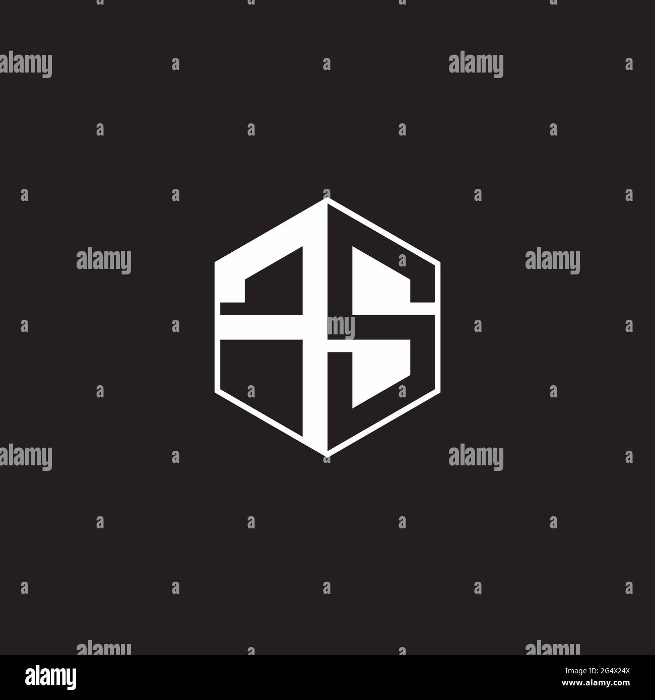 FS F S SF Logo-Monogramm-Sechseck mit schwarzem Hintergrund und negativem Leerzeichen Stock Vektor