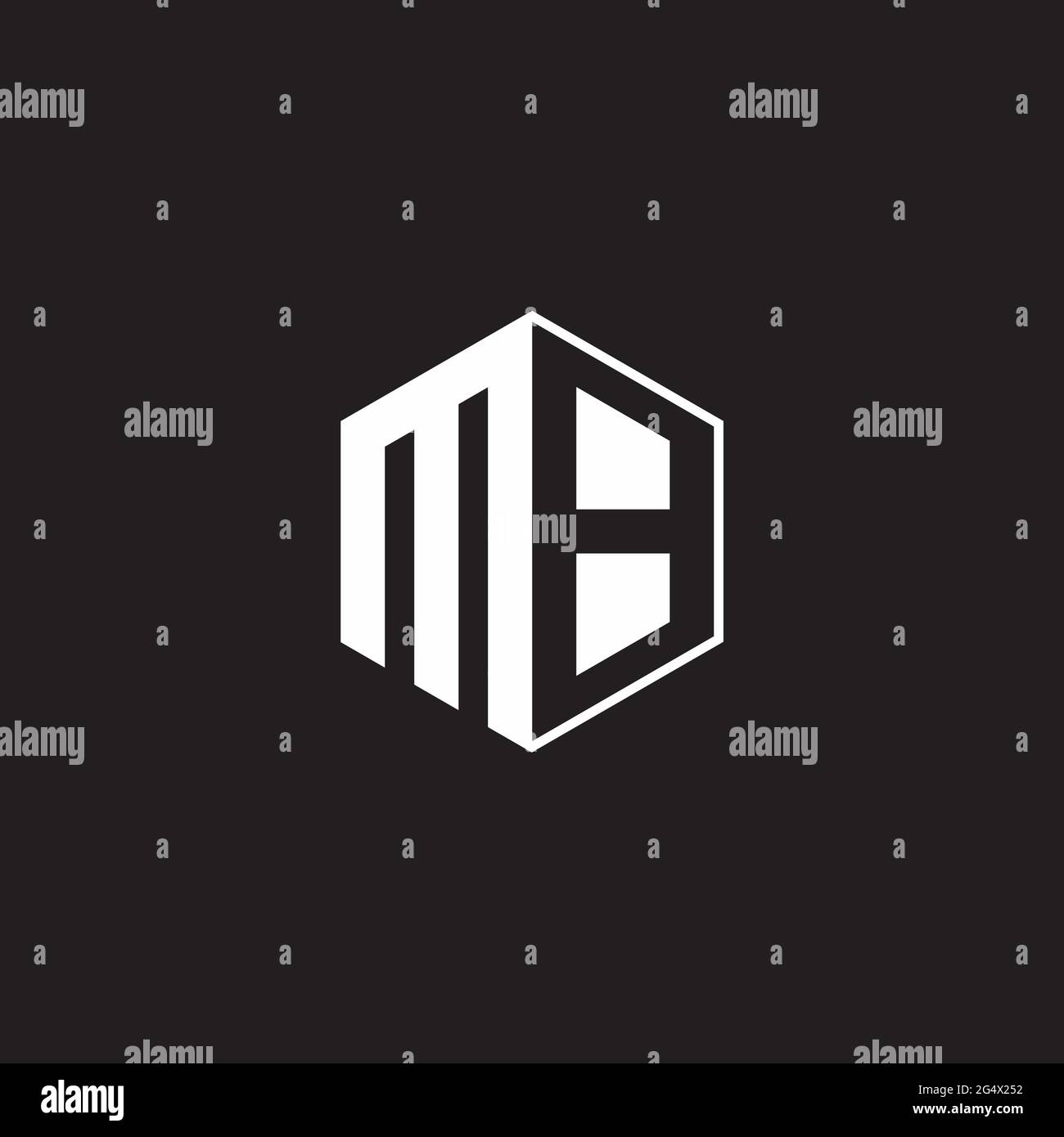 MB M B BM Logo Monogramm-Sechseck mit schwarzem Hintergrund im negativen Raumanzug Stock Vektor